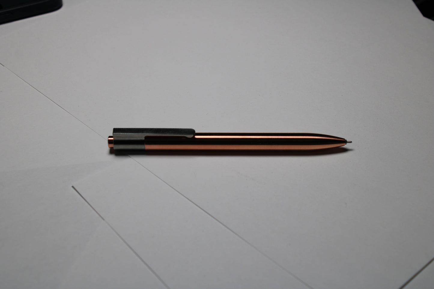 36 Click Pen - C110 Pure Copper Body - 6Al-4V Titanium Clip - Round Nose - Silicone Nitride Ball - OHTO Flash Dry Needle Point ISO G2 (Parker)