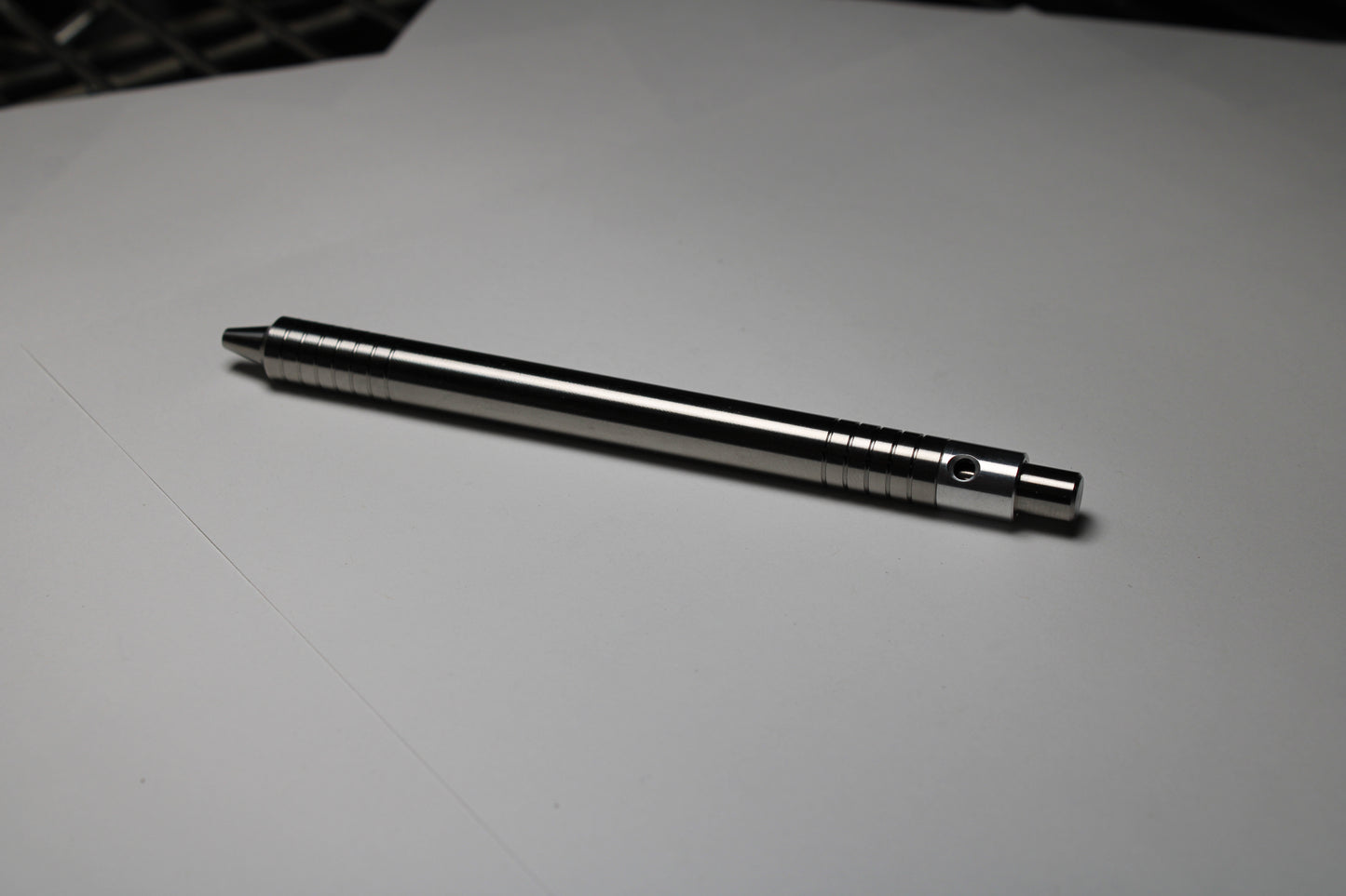 40 Clipless Click Pen - 6Al-4V Titanium - 6061 Aluminum Mechanism - Step Nose - Pentel EnerGel Needle Nose