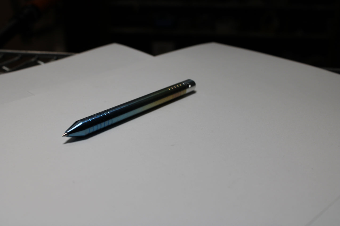 40 Clipless Click Pen x KVR Finishing - 6Al-4V Titanium - 6061 Aluminum Mechanism - Conical Nose - Schmidt P8126 Refill