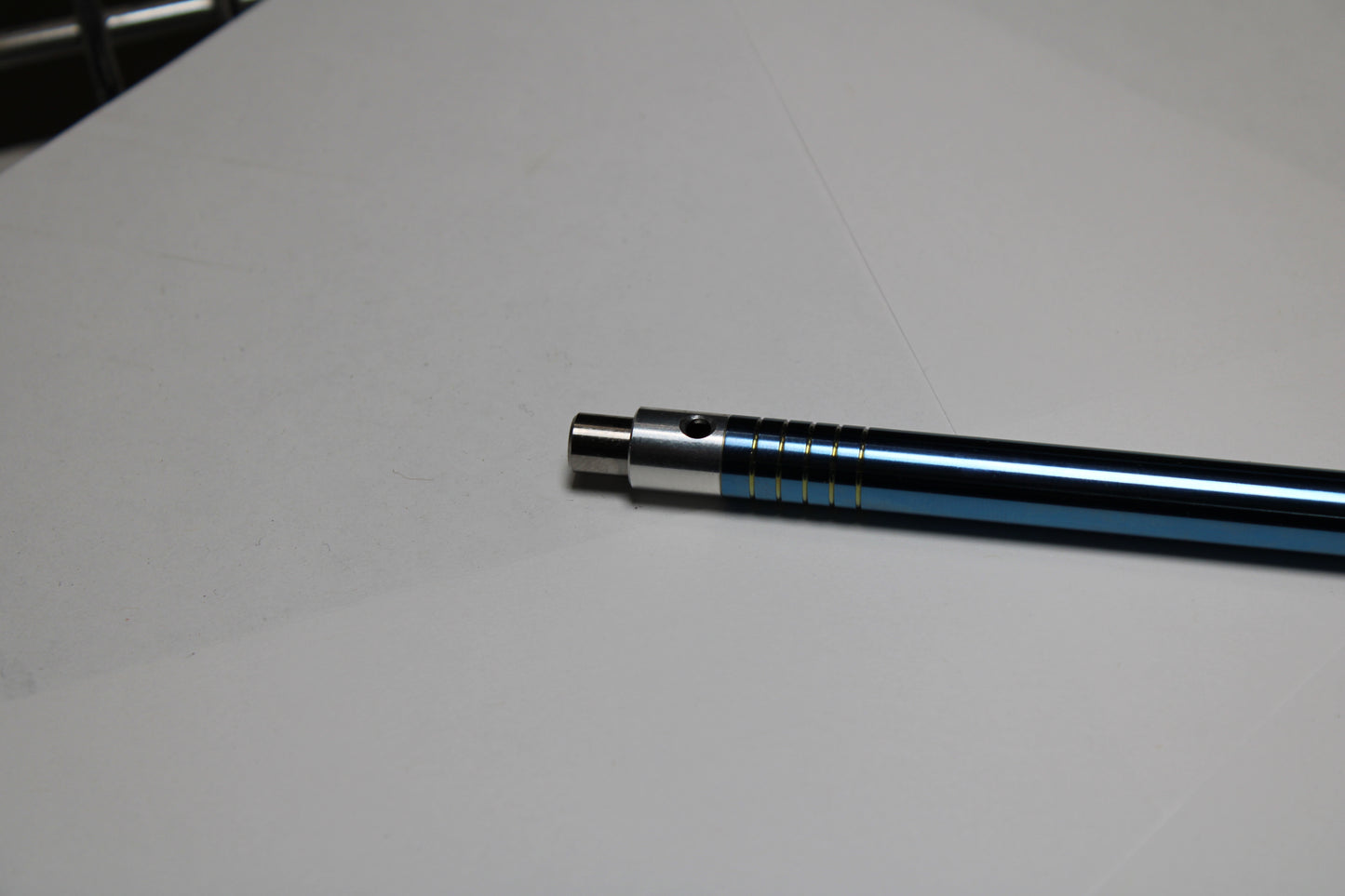 40 Clipless Click Pen x KVR Finishing - 6Al-4V Titanium - 6061 Aluminum Mechanism - Cone Nose - Grip Lines - ISO G2 Schmidt EF9000 Refill
