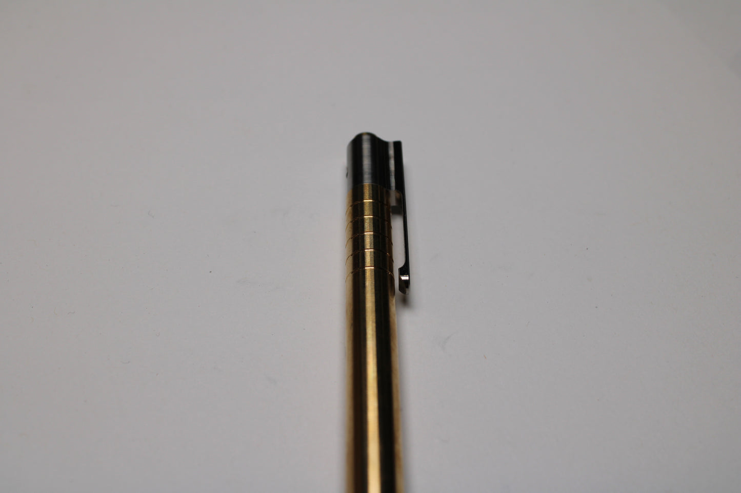36 Click Clipped Pen - 6Al-4V Titanium Mechanism - 464 Brass Button and Body - Step Nose - Grip Lines - Pentel EnerGel