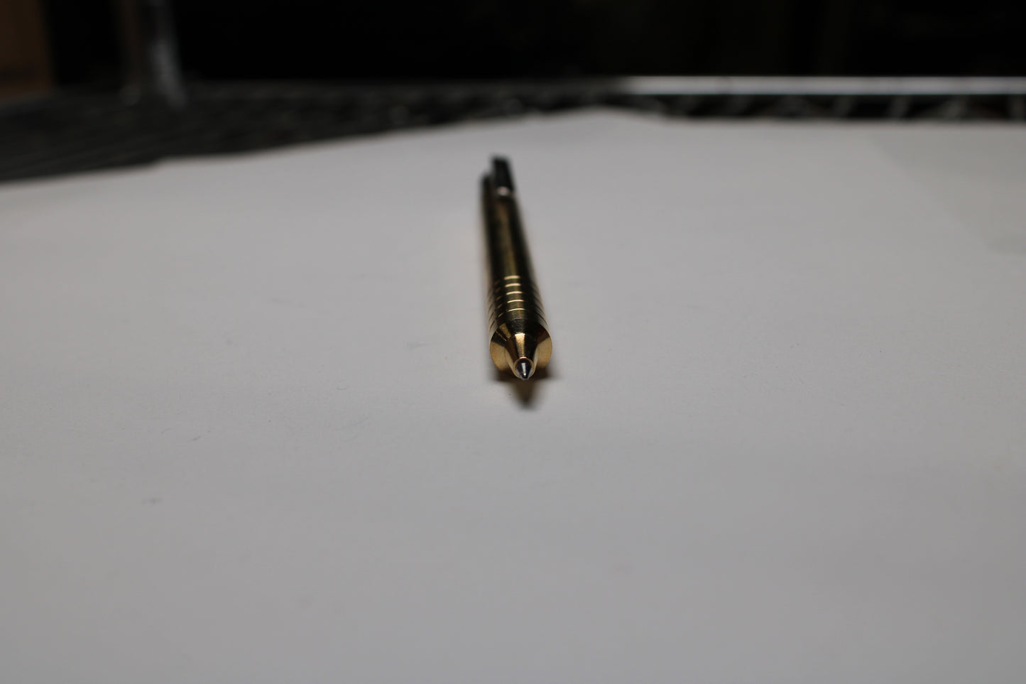 36 Click Clipped Pen - 6Al-4V Titanium Mechanism - 464 Brass Button and Body - Step Nose - Grip Lines - Pentel EnerGel