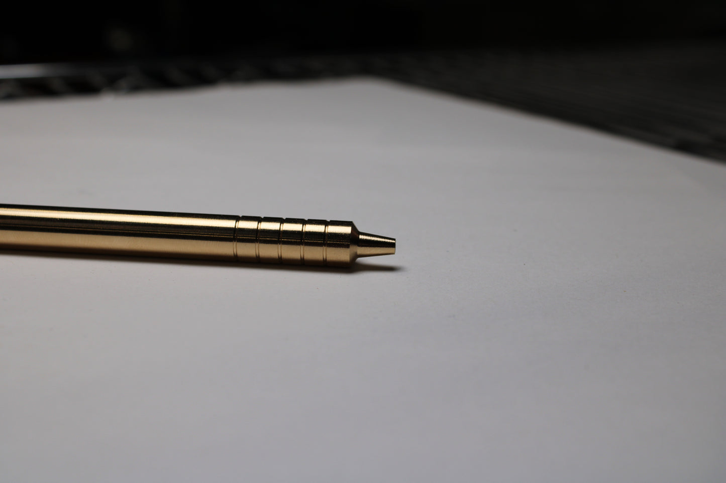 36 Click Clipped Pen - 6Al-4V Titanium Mechanism - 464 Brass Button and Body - Step Nose - Grip Lines - Pentel EnerGel