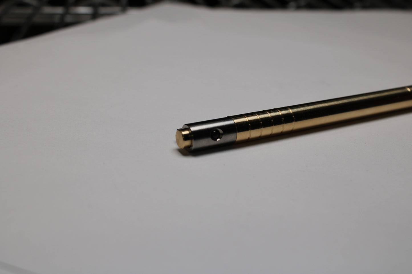 36 Click Clipped Pen - 6Al-4V Titanium Mechanism - 464 Brass Button and Body - Step Nose - Grip Lines - Pentel EnerGel