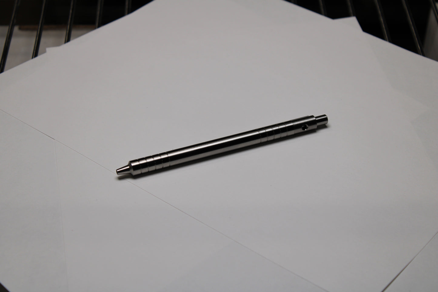 36 Click Clipped Pen - 6Al-4V Titanium - Step Nose - Grip Lines - Pentel EnerGel