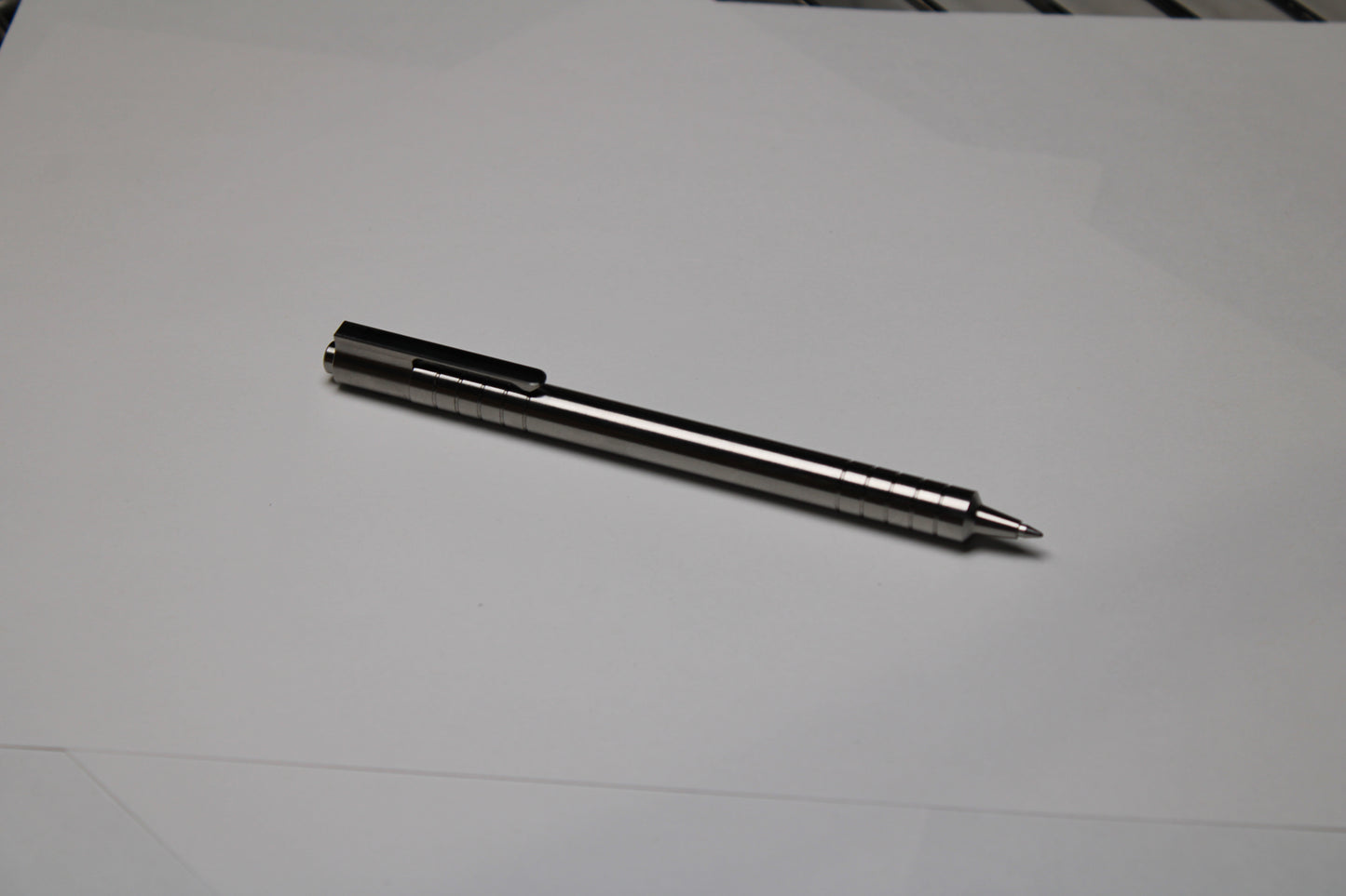 36 Click Clipped Pen - 6Al-4V Titanium - Step Nose - Grip Lines - Pentel EnerGel