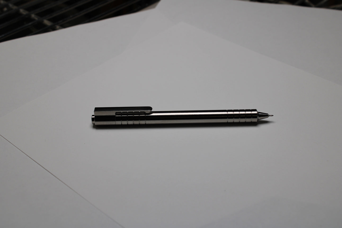 40 Click Clipped Pen - 6Al-4V Titanium - Step Nose - Pentel EnerGel