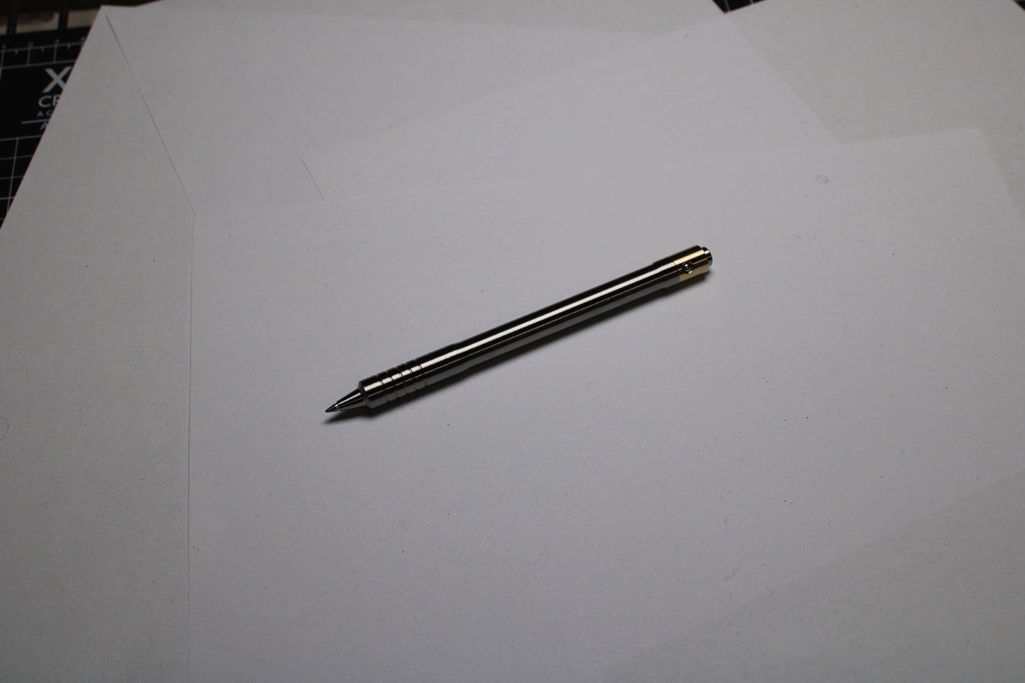 38 Clipless Click Pen - 6Al-4V Titanium Recessed Body - Step Nose Grip Lines - C63000 Bronze Mechanism - Pilot G2