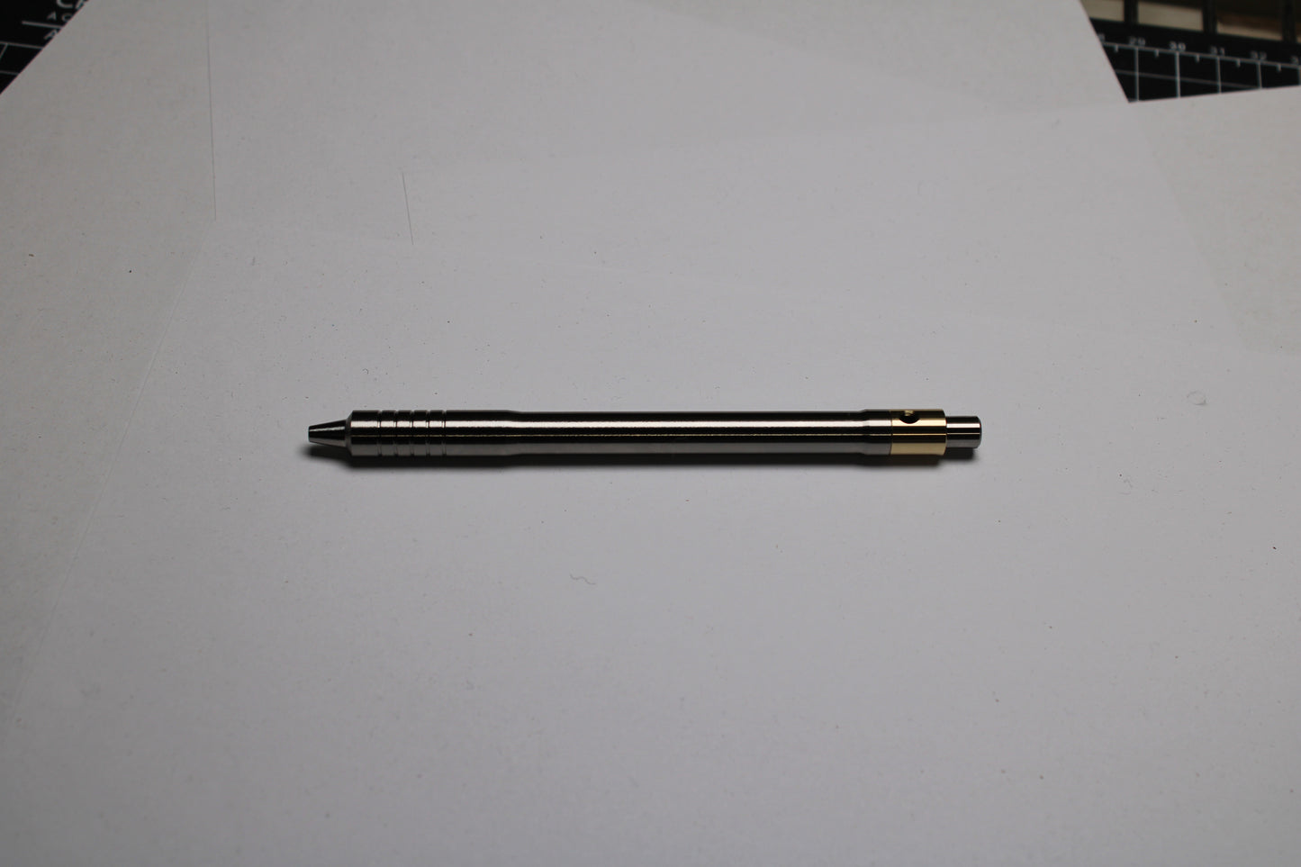 38 Clipless Click Pen - 6Al-4V Titanium Recessed Body - Step Nose Grip Lines - C63000 Bronze Mechanism - Pilot G2