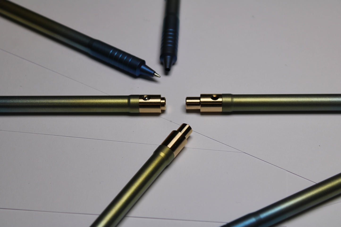 38 Clipless Click Pen x KVR - 6Al-4V Titanium Recessed Body - Step Nose Grip Lines - C63000 Bronze Mechanism - Pilot G2