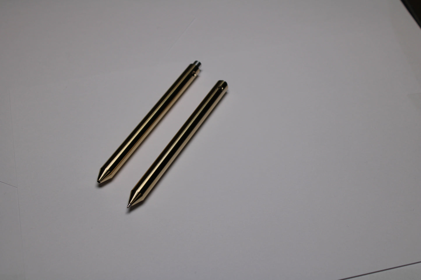 38 Clipless Click Pen - C63000 Bronze Conical Nose - 6061 Aluminum Button - Pentel EnerGel 0.7mm Metal Nose Refill