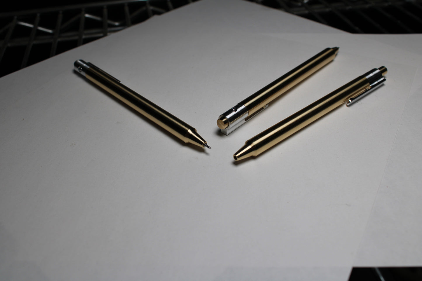 36 Click Pen - 464 Brass - Pentel Energel 0.3mm Needle Nose - Step Nose - 6061 Aluminum Clip