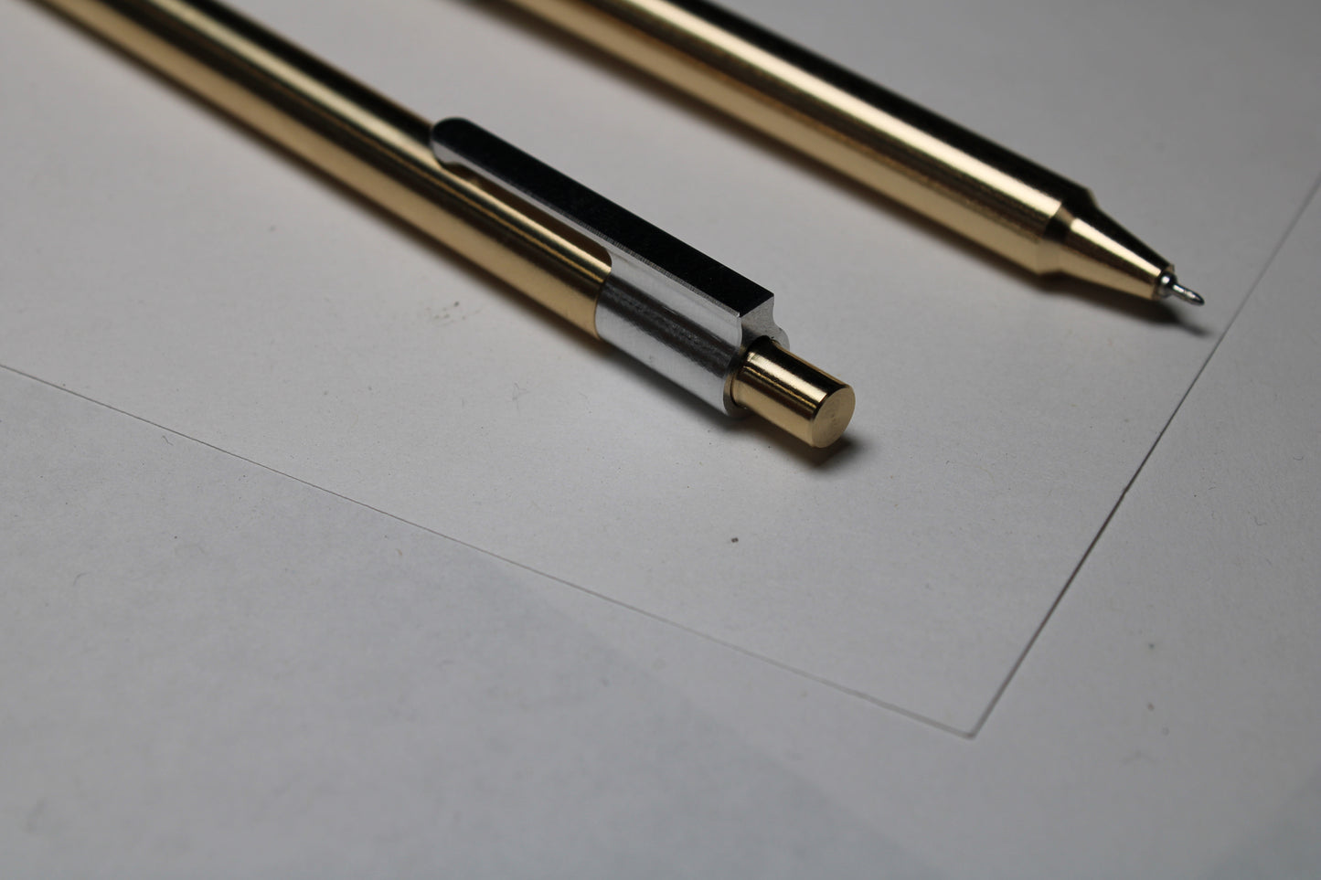 36 Click Pen - 464 Brass - Pentel Energel 0.3mm Needle Nose - Step Nose - 6061 Aluminum Clip