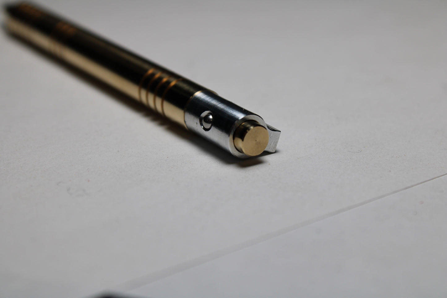 36 Click Pen - 464 Brass - Schmidt EasyFlow 9000 - Step Nose - Deep Groove - 6061 Aluminum Clip