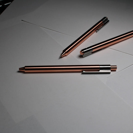 36 Click Pen - C110 Pure Copper Body - 6Al-4V Titanium Clip - Step Nose - Borosilicate Ball - Pentel EnerGel