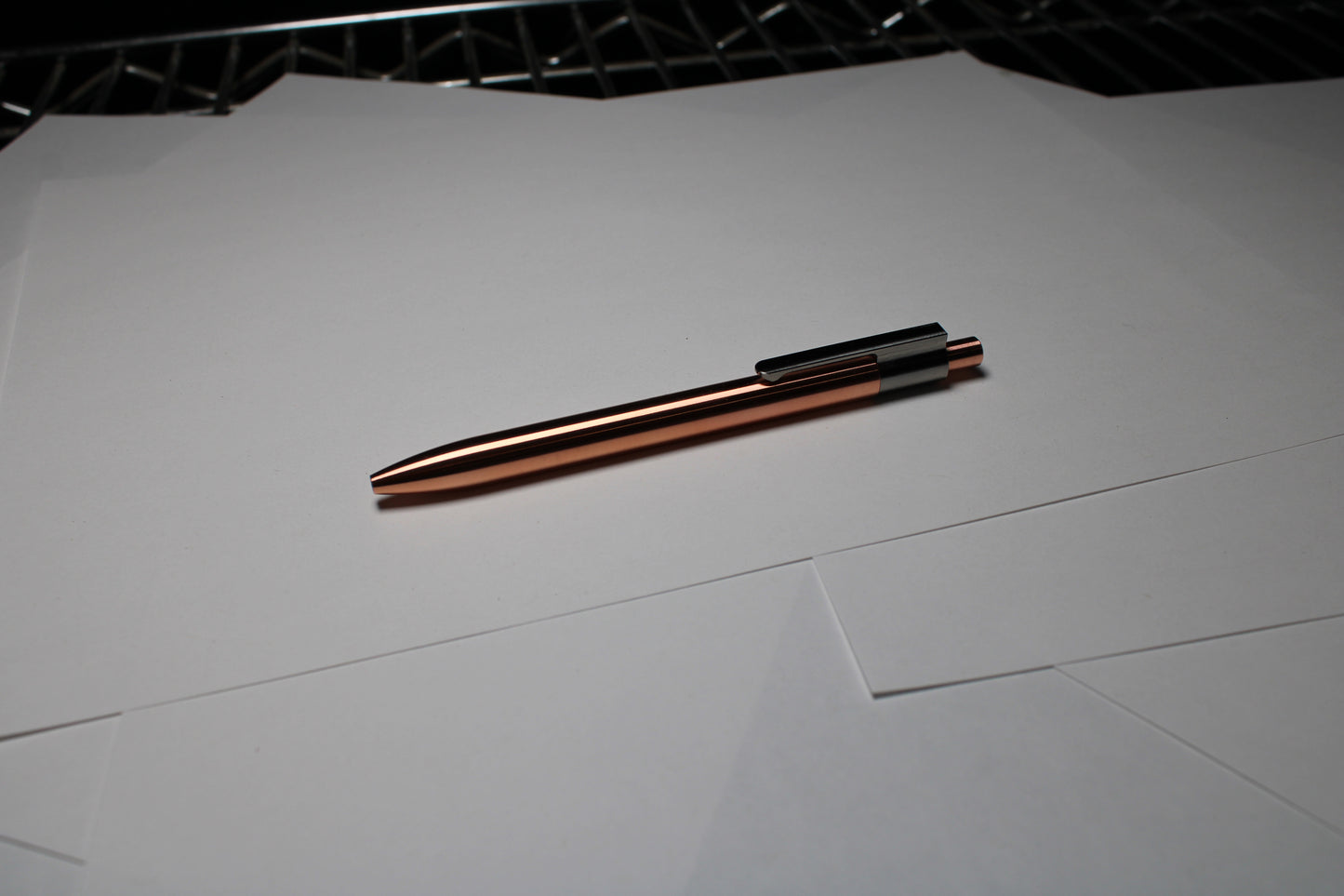 36 Click Pen - C110 Pure Copper Body - 6Al-4V Titanium Clip - Round Nose - Silicone Nitride Ball - OHTO Flash Dry Needle Point ISO G2 (Parker)