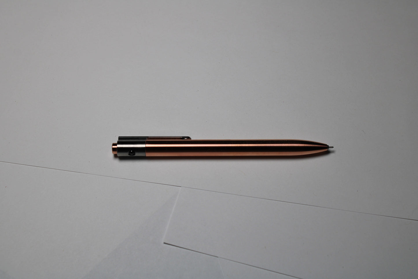 36 Click Pen - C110 Pure Copper Body - 6Al-4V Titanium Clip - Round Nose - Silicone Nitride Ball - OHTO Flash Dry Needle Point ISO G2 (Parker)
