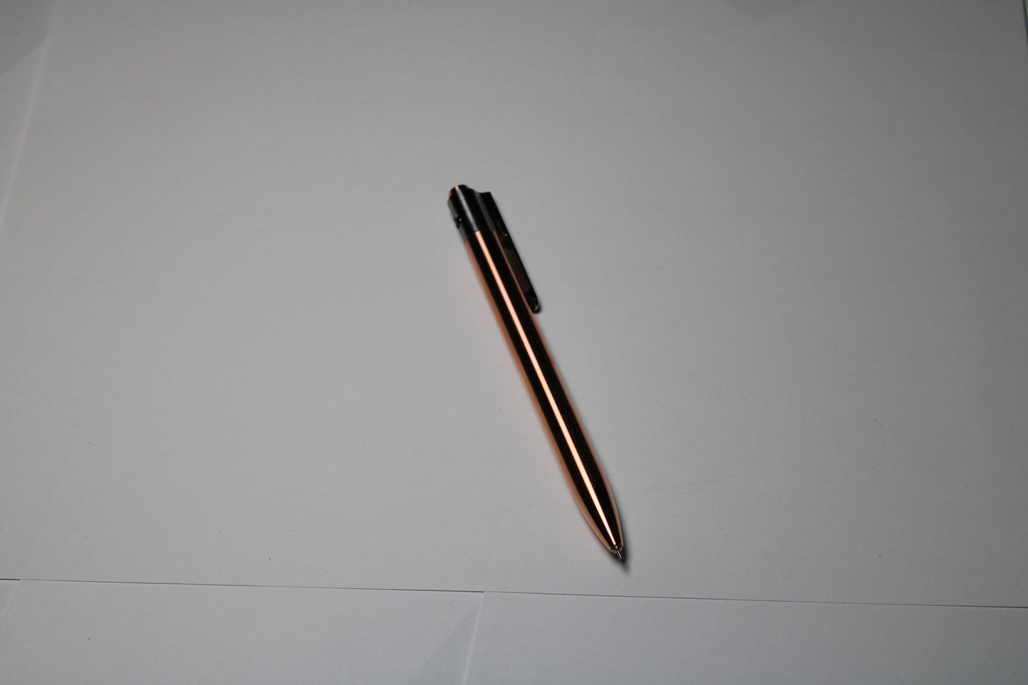 36 Click Pen - C110 Pure Copper Body - 6Al-4V Titanium Clip - Round Nose - Silicone Nitride Ball - OHTO Flash Dry Needle Point ISO G2 (Parker)