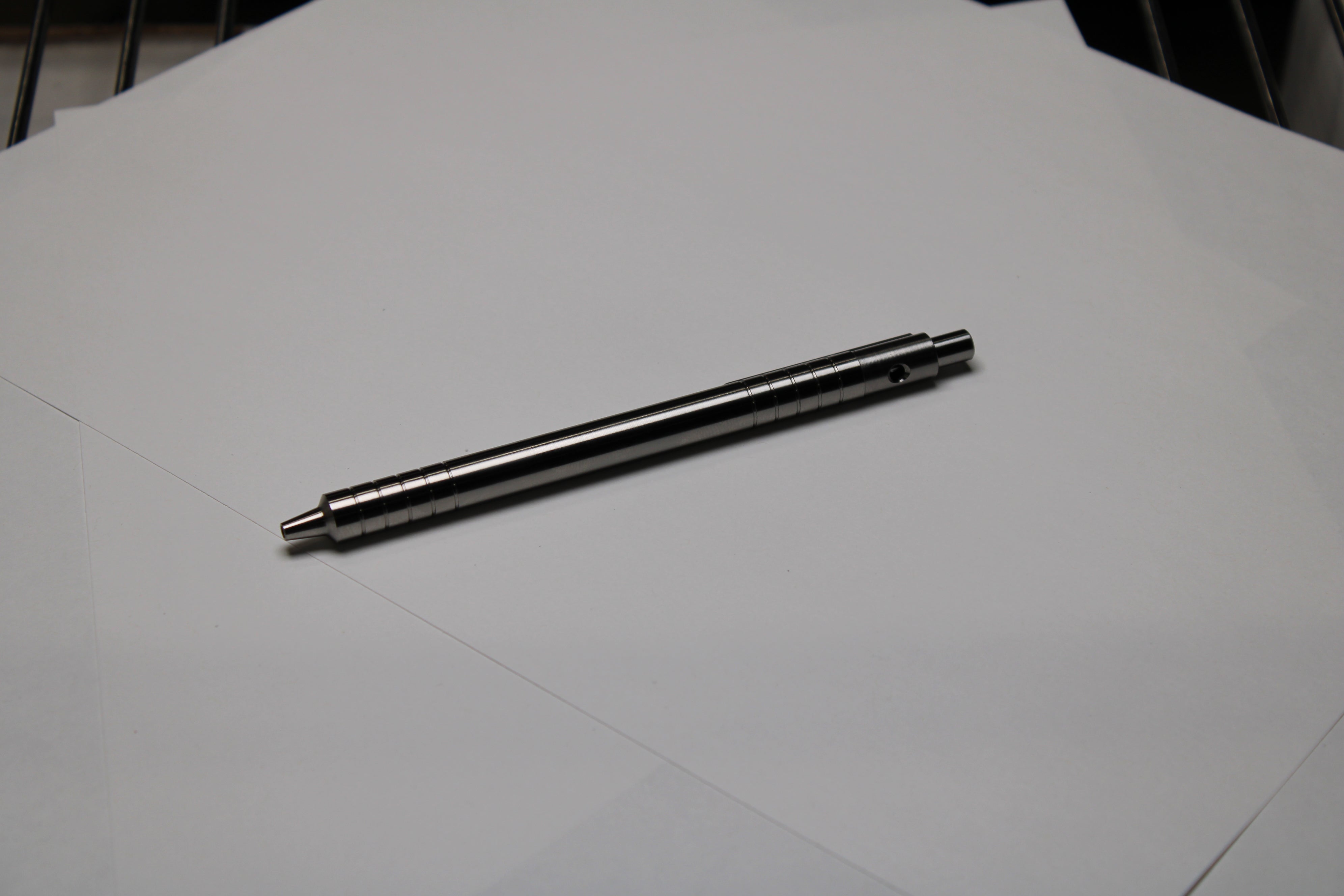 36 Click Clipped Pen - 6Al-4V Titanium - Step Nose - Grip Lines