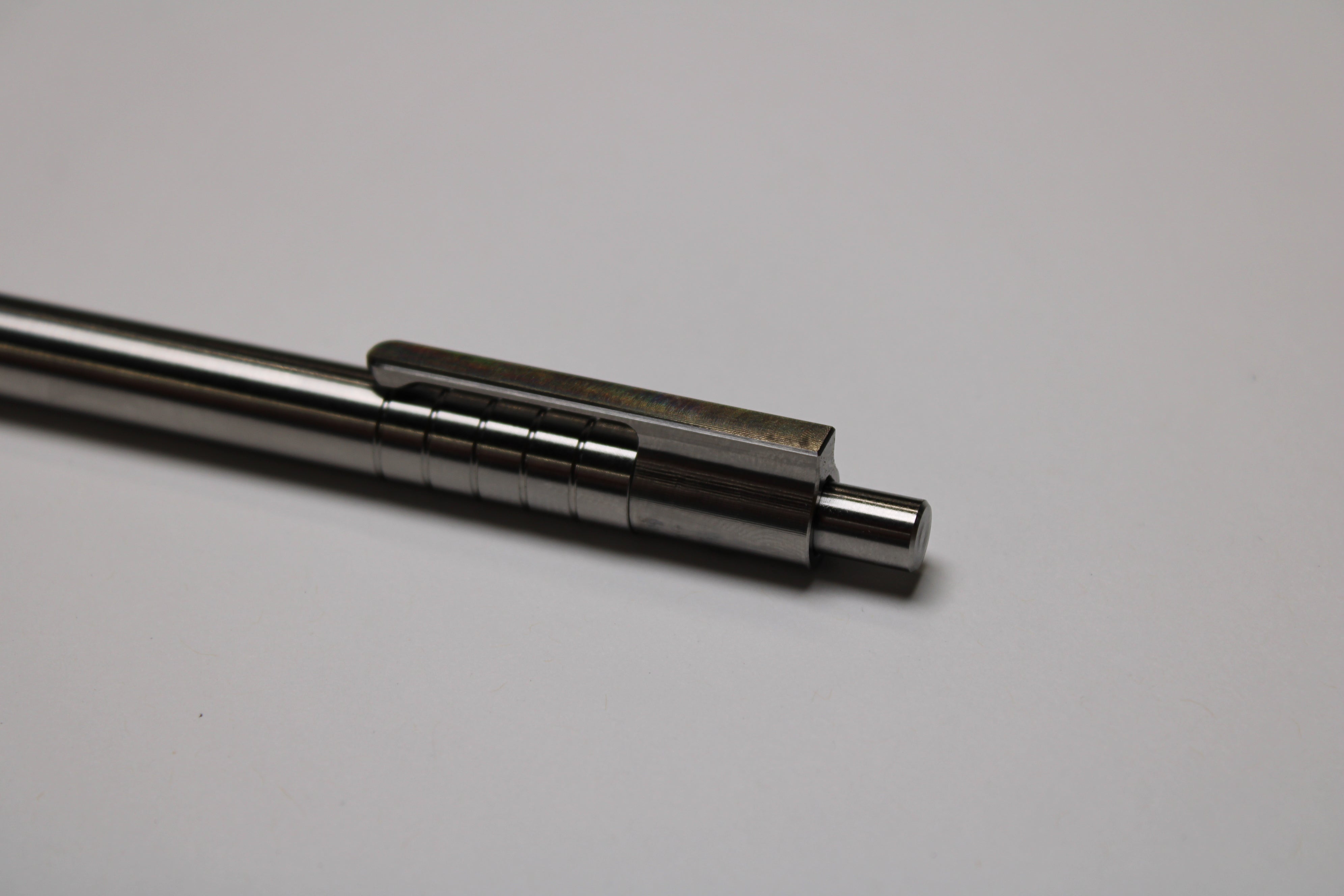 36 Click Clipped Pen - 6Al-4V Titanium - Step Nose - Grip Lines