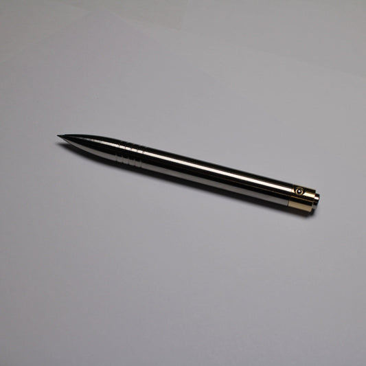 45 Clipless Click Pen - 6Al-4V Titanium  - Round Nose Grip Lines - C63000 Bronze Mechanism - Uni-Ball Signo UMR-83