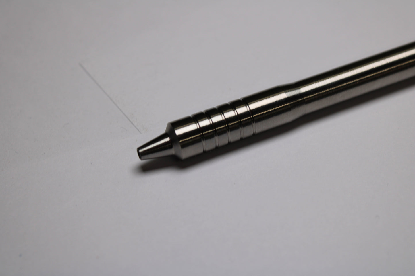 38 Clipless Click Pen - 6Al-4V Titanium Recessed Body - Step Nose Grip Lines - C63000 Bronze Mechanism - Uni SXR-5