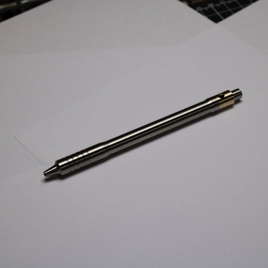 38 Clipless Click Pen - 6Al-4V Titanium Recessed Body - Step Nose Grip Lines - C63000 Bronze Mechanism - Uni SXR-5