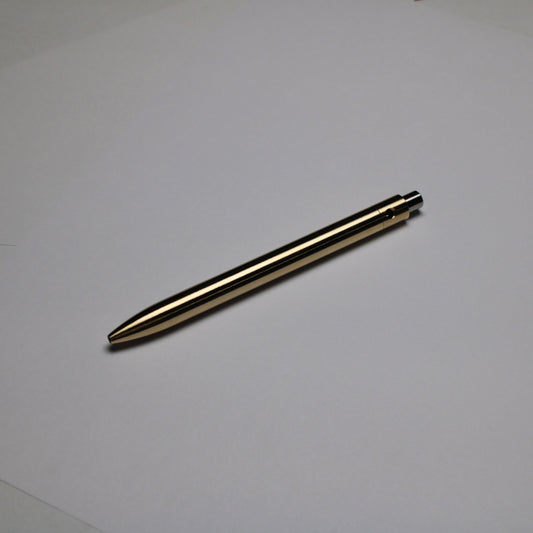 38 Clipless Click Pen - C63000 Nickel Aluminum Bronze Body And Mechanism - 6Al-4V Titanium Button - Round Nose - Schmidt Short Rollerball P8126 Refill