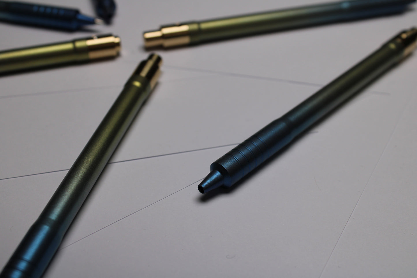 38 Clipless Click Pen x KVR - 6Al-4V Titanium Recessed Body - Step Nose Grip Lines - C63000 Bronze Mechanism - Pilot G2