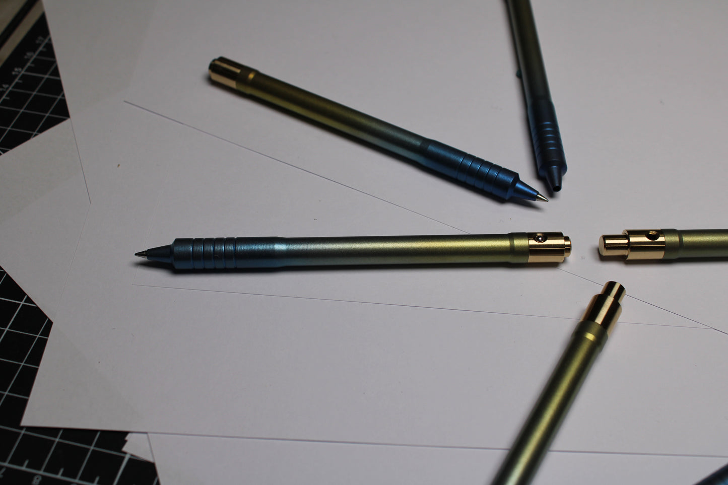 38 Clipless Click Pen x KVR - 6Al-4V Titanium Recessed Body - Step Nose Grip Lines - C63000 Bronze Mechanism - Pilot G2