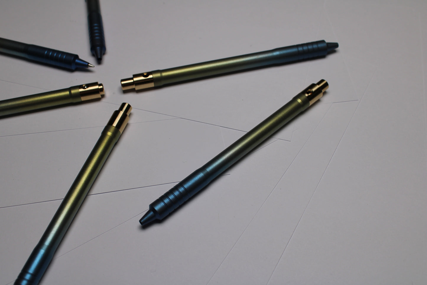 38 Clipless Click Pen x KVR - 6Al-4V Titanium Recessed Body - Step Nose Grip Lines - C63000 Bronze Mechanism - Pilot G2