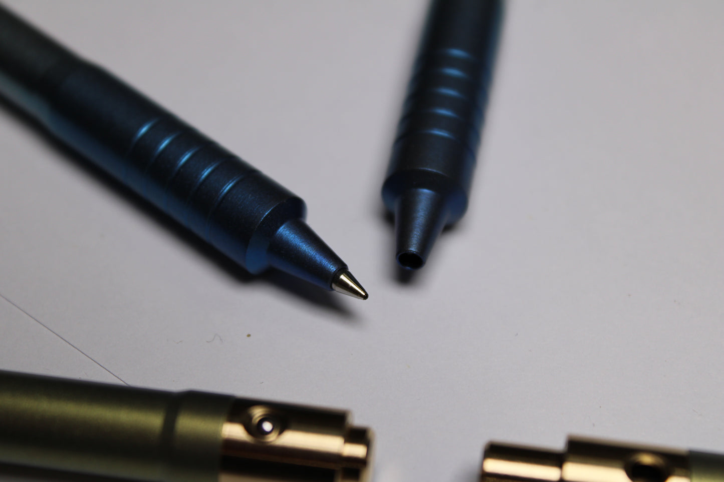 38 Clipless Click Pen x KVR - 6Al-4V Titanium Recessed Body - Step Nose Grip Lines - C63000 Bronze Mechanism - Pilot G2