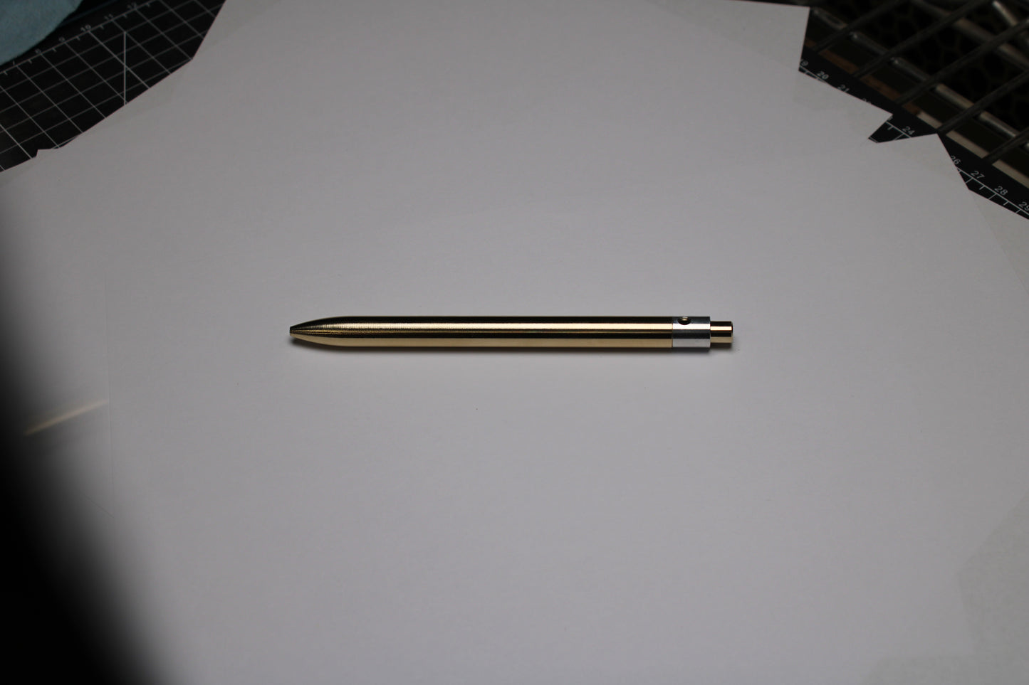 38 Clipless Click Pen - C63000 Bronze Round Nose Body And Button - 6061 Aluminum Mechanism - OHTO C-307 Rollerball Refill