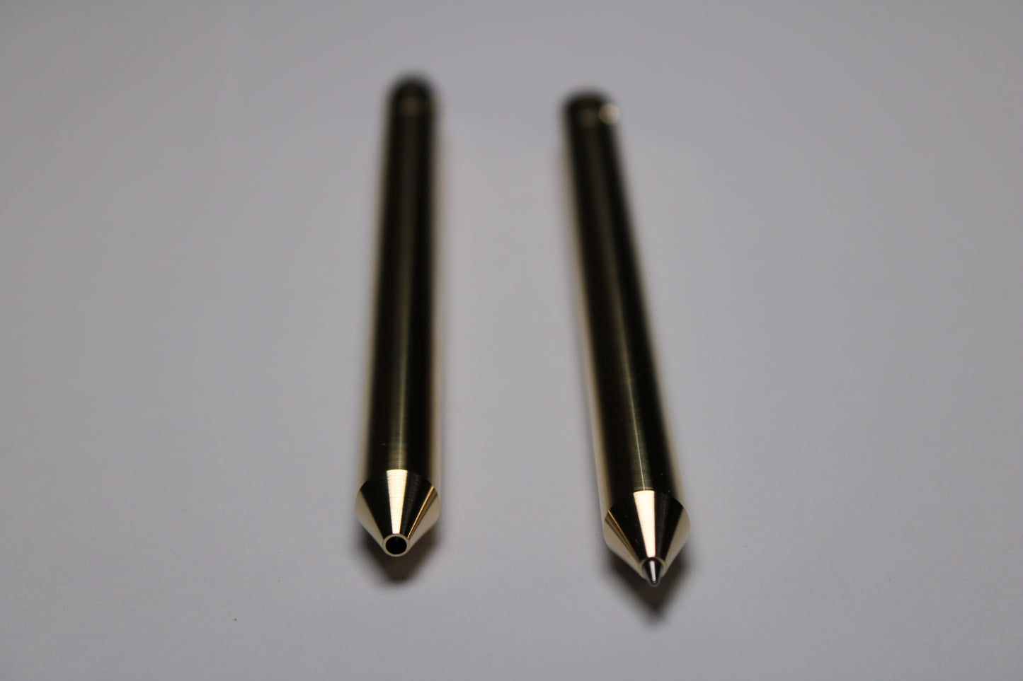 38 Clipless Click Pen - C63000 Bronze Conical Nose - 6061 Aluminum Button - Pentel EnerGel 0.7mm Metal Nose Refill