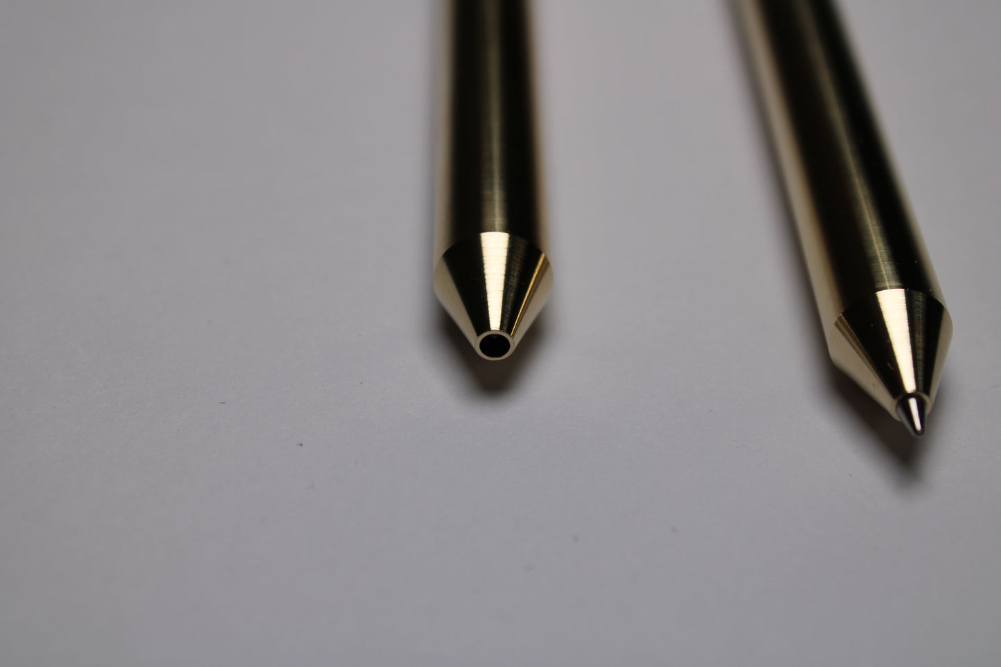 38 Clipless Click Pen - C63000 Bronze Conical Nose - 6061 Aluminum Button - Pentel EnerGel 0.7mm Metal Nose Refill