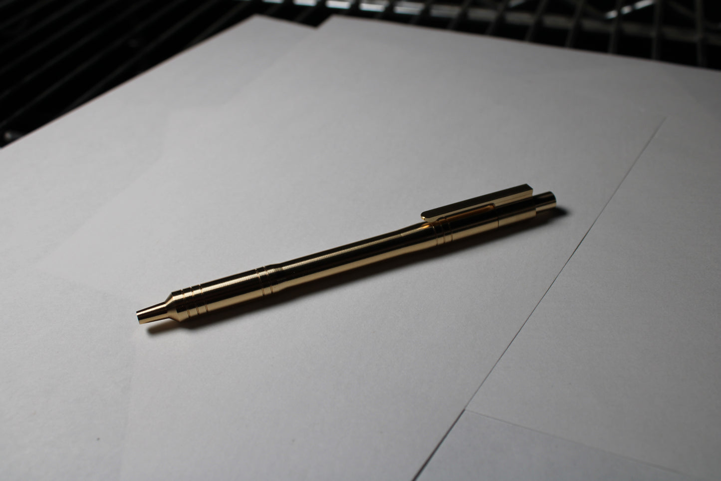 36 Click Pen With Clip - Step Nose - 464 Brass - Rollerball (Pilot G2)