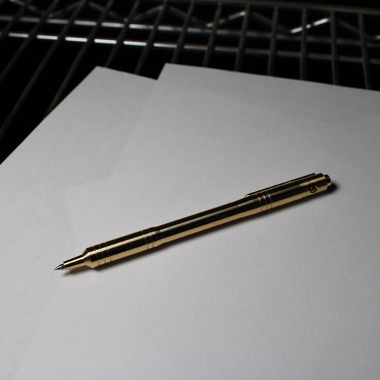 36 Click Pen With Clip - Step Nose - 464 Brass - Rollerball (Pilot G2)