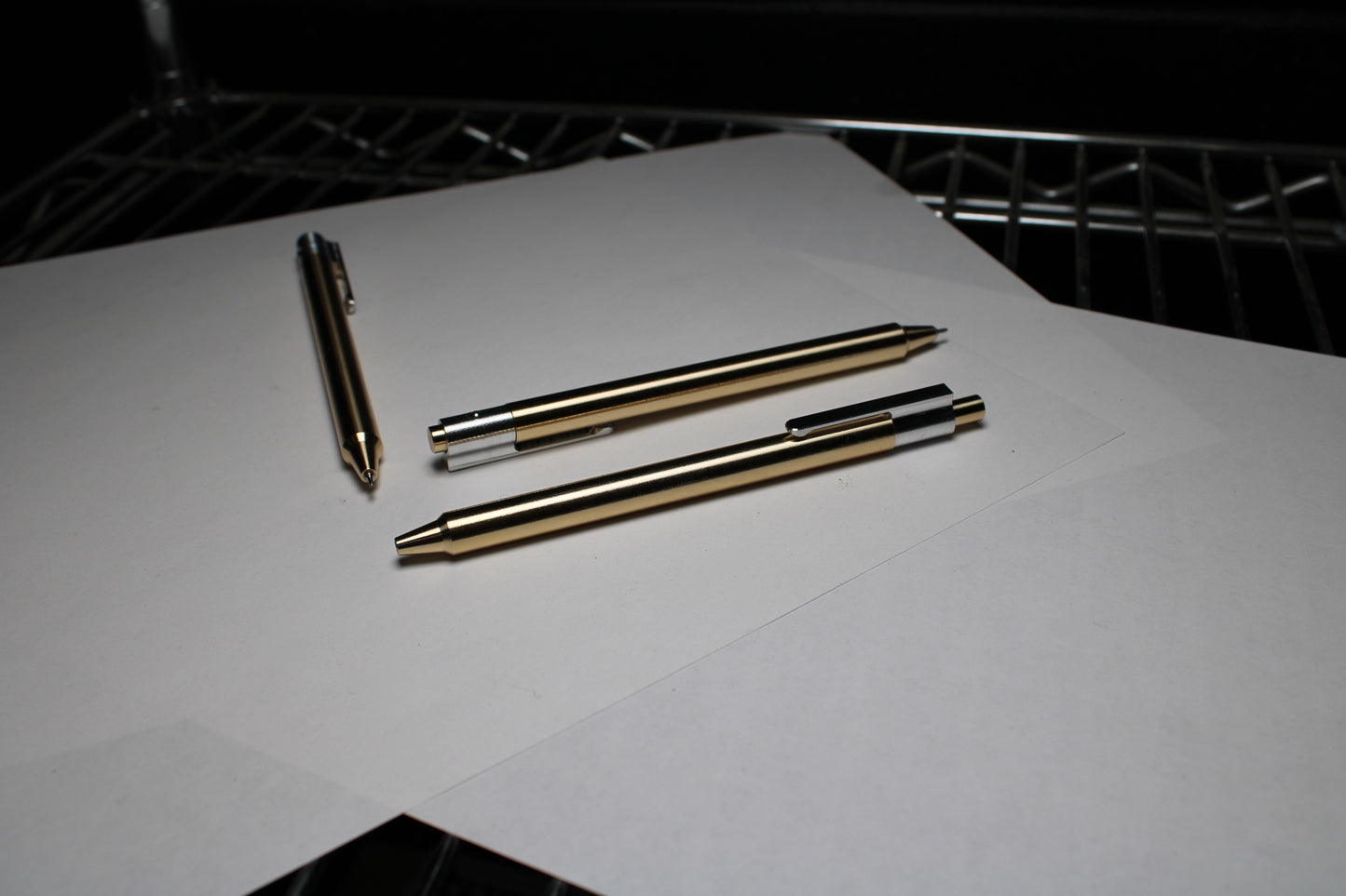36 Click Pen - 464 Brass - Pentel Energel 0.3mm Needle Nose - Step Nose - 6061 Aluminum Clip