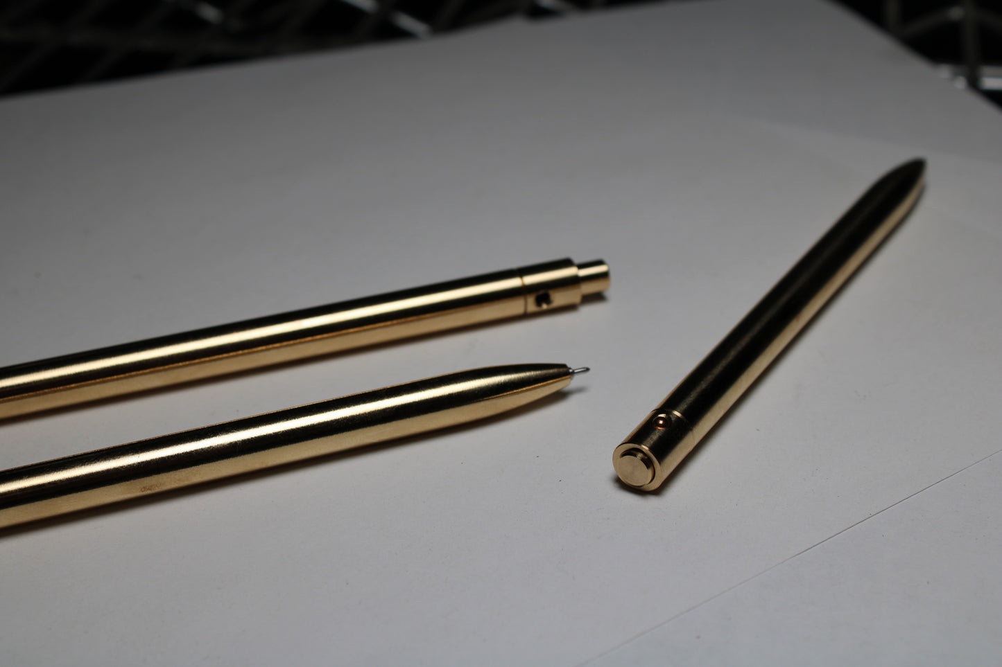 36 Click Pen - 464 Brass - Pentel Energel 0.5mm Needle Nose - Clipless - Round Nose