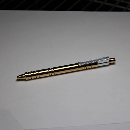 36 Click Pen - 464 Brass - Schmidt EasyFlow 9000 - Step Nose - Deep Groove - 6061 Aluminum Clip