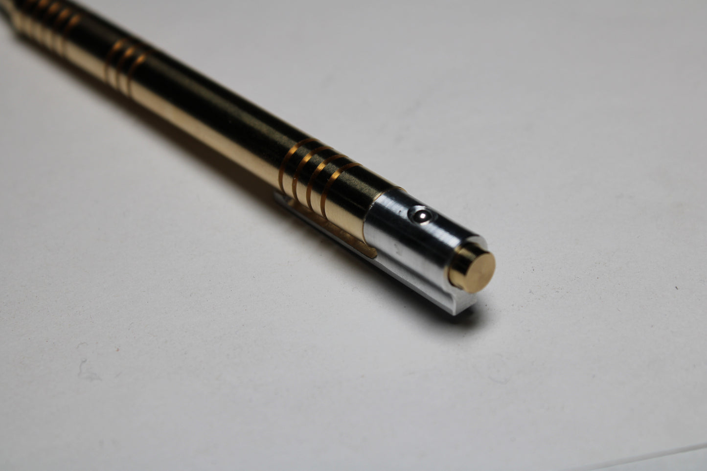 36 Click Pen - 464 Brass - Schmidt EasyFlow 9000 - Step Nose - Deep Groove - 6061 Aluminum Clip