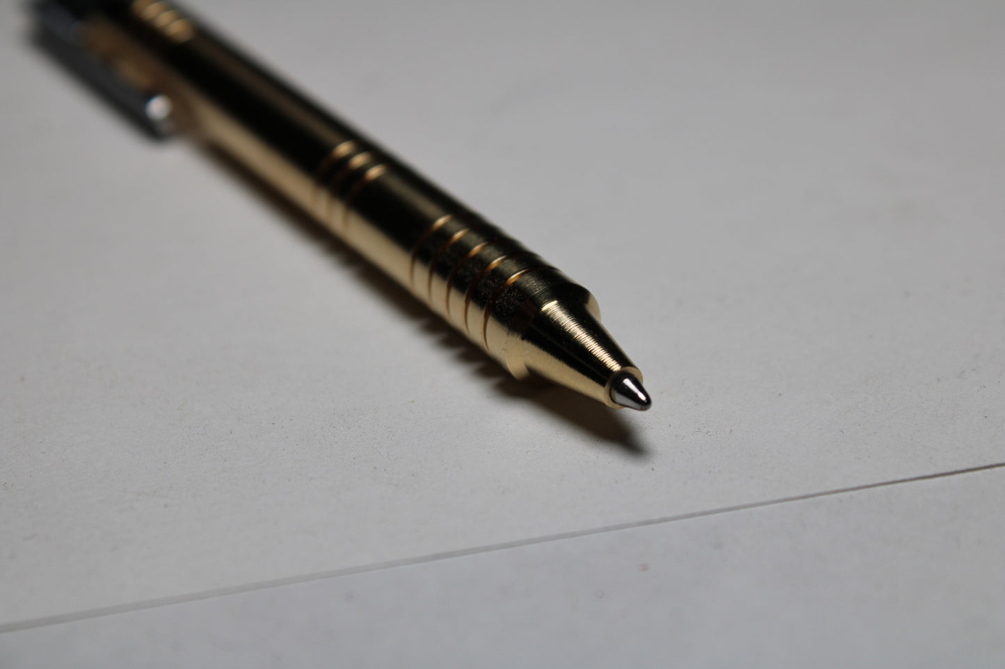 36 Click Pen - 464 Brass - Schmidt EasyFlow 9000 - Step Nose - Deep Groove - 6061 Aluminum Clip